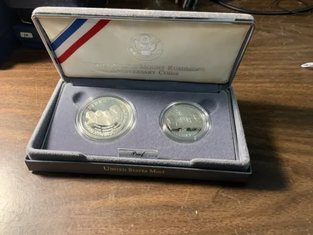 1991 US Mint Mount Rushmore Anniversary Two Coin Proof Set