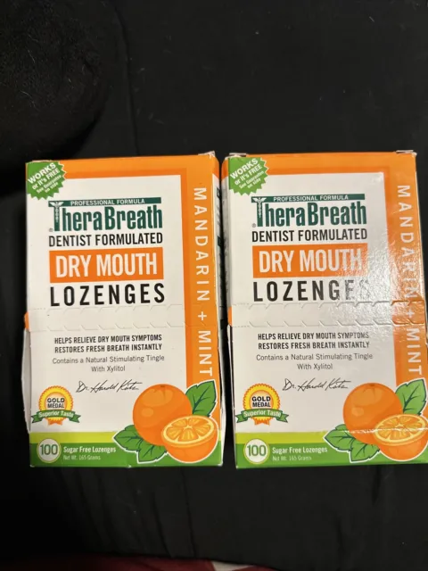 TheraBreath Dry Mouth Mandarin Mint Lozenges, 100 count, 165 g Sugar Free 2 Pack