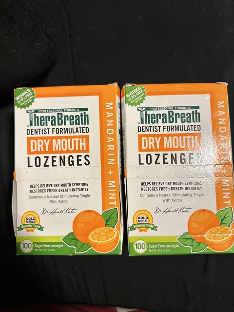 TheraBreath Dry Mouth Mandarin Mint Lozenges, 100 count, 165 g Sugar Free 2 Pack TheraBreath Dry Mouth Mandarin Mint Lozenges, 100 count, 165 g Sugar Free 2 Pack