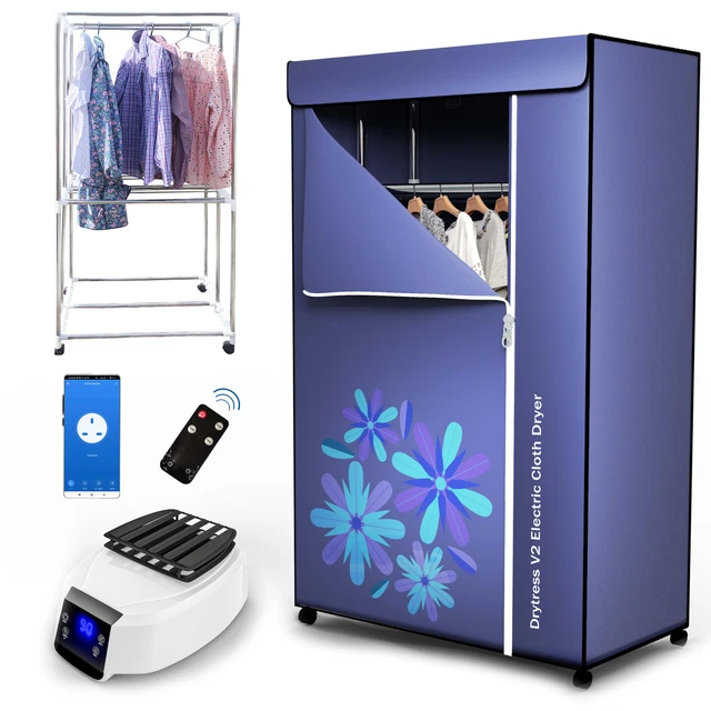 DRYTRESS 1300W SMART Electric Clothes Dryer with Cover 2 Tier Foldable