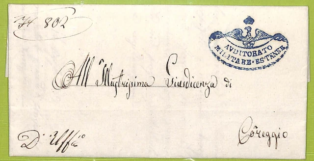 ab3501 -  Storia Postale - BUSTA prefilatelica - Modena AUDITORIO MILITARE 1853