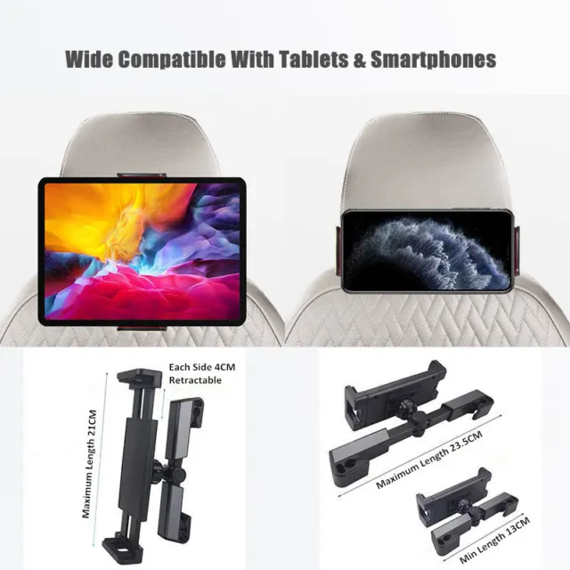 360°Car Seat Back Headrest Phone Tablet Mount Holder for iPad iPhone Samsung Tab