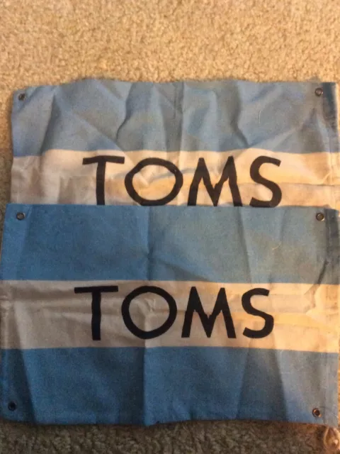 TOMS Blue White Black Canvas Dust Shoe Bags Lot Of 2  14x9.5