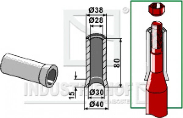 18100-09 Einschweißbuchse 80 mm für Frontlader - Silo- und Greiferzinken