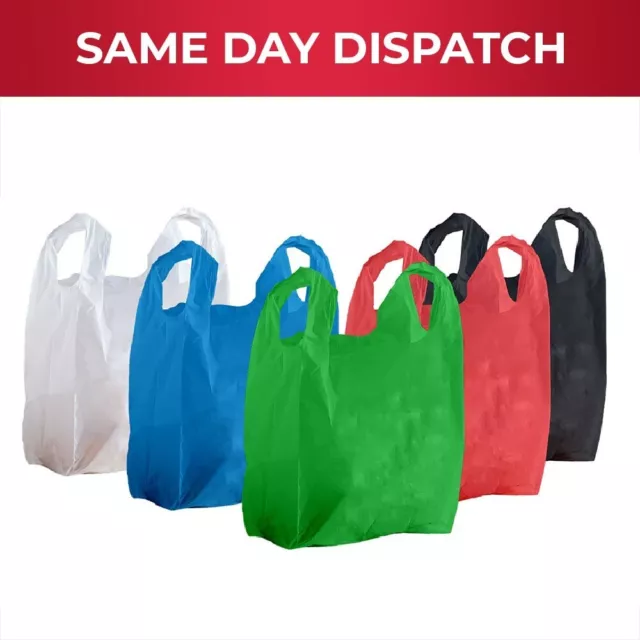 Reusable Plastic Vest Carrier Bags Assorted Colors for Grocery - All Sizes