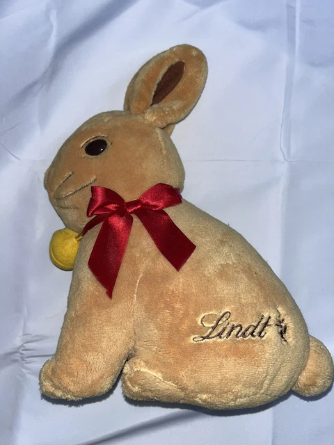 LINDT CHOCOLATE GOLDEN Bunny Rabbit. Jingle Bell Plush Soft Toy. Zip ...