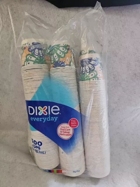 Dixie 3 oz Bath Cups 600 COUNT Disposable Paper Bathroom Cold Cups Floral NOS !! 3