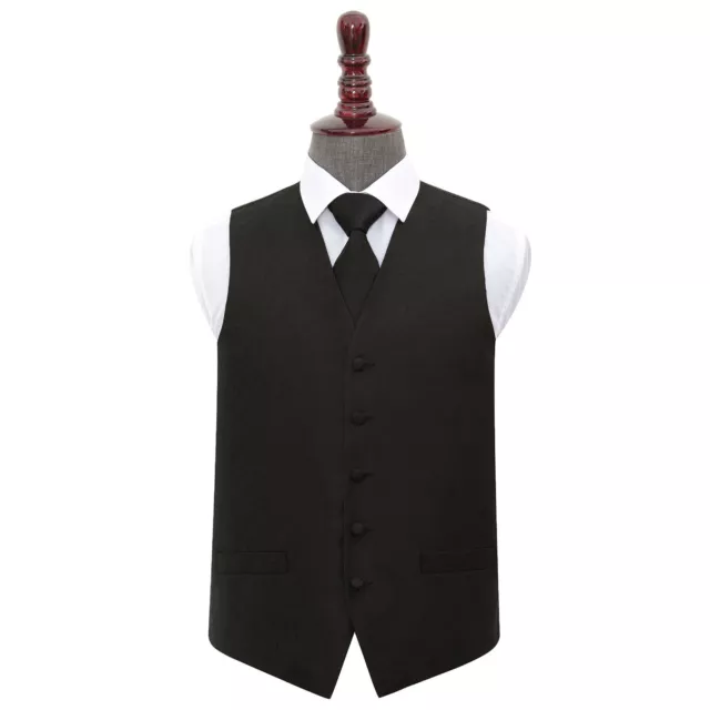 Set camice e vita da uomo tessuto floreale paisley nero abito formale di DQT