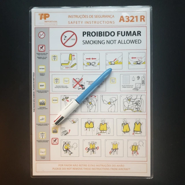 TAP AIR PORTUGAL airlines Airbus A321 R safety card date 10/11/16 EUR 5