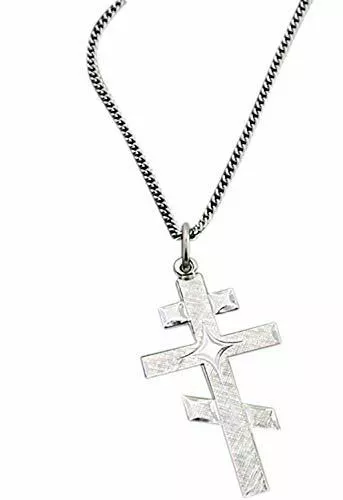 Religious Gifts Three Bar Barred Cross Sterling Silver 1-1/2 Inch Necklace Penda