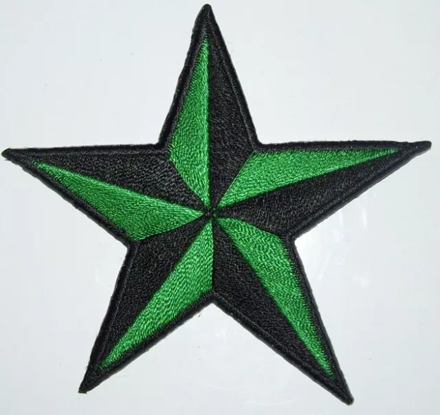 GREEN 1.5 inch iron on NAUTICAL STAR patch applique rockabilly punk - 123