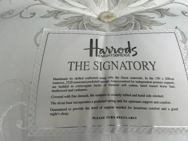 BRITISH HANDMADE VI Spring The Signatory Harrods 2m bed Pocket Sprung ...