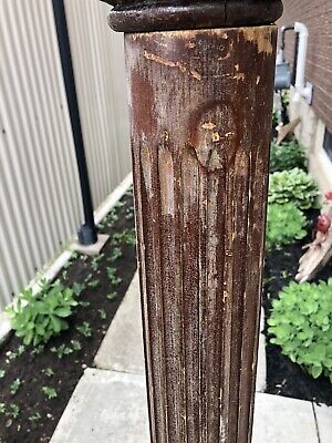 Antique 57 3/8” Ornate Wood Post Column, Railing Staircase 7