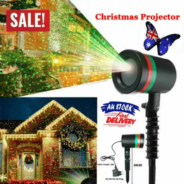 Christmas LED Moving Laser Projector Light Xmas Party Outdoor Landscape Lamp AU~