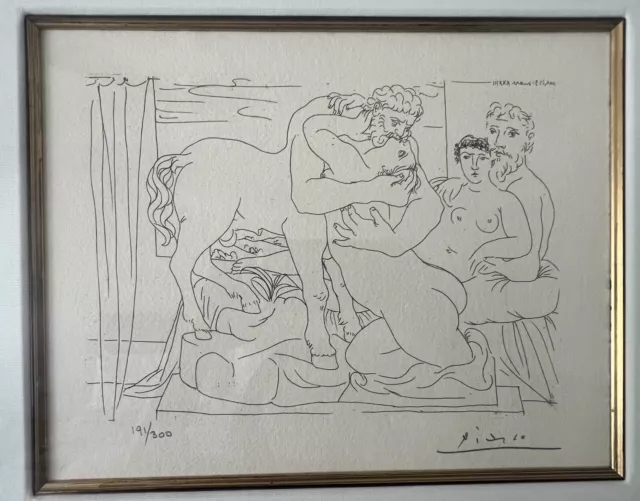 Estampado de Pablo Picasso 'El descanso del escultor ante un centauro', edición 191/300