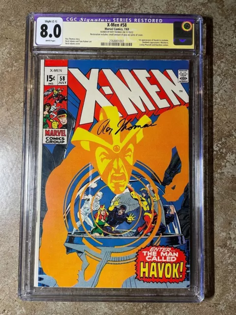 X-men #58 CGC 8.0 SS Signature Roy Thomas Marvel MCU First appearance Havoc