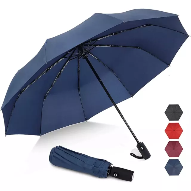 Automatic Folding Umbrella Portable Windproof Auto Compact 12 Ribs Fiberglass AU 3