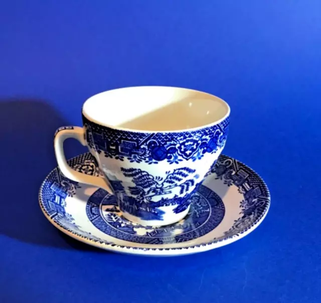 Vintage Wood & Sons English Blue Willow Woods Ware Cup And Saucer Excell. Cond.
