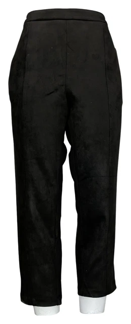 Joan Rivers Women's Petite Pants PL Fauux Suede Signature Ankle Black A519692