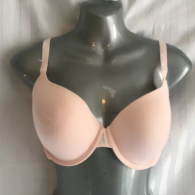 Bra 36C Pink Calvin Klein Peach Padded Smooth Contour T-Shirt Wired 3232200 Nude