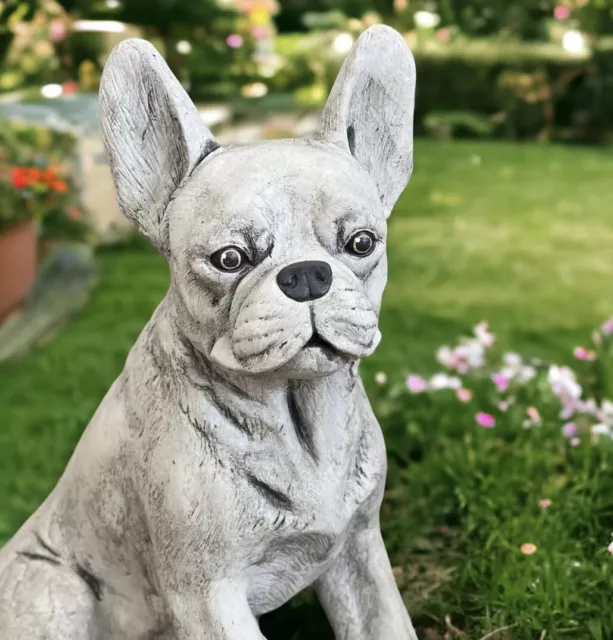 Realistic Boston Terrier Statue Concrete Dog Memorial Garden Pet Sculpture 15" 2