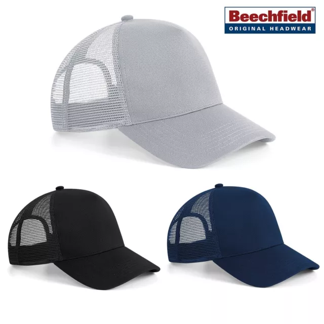 Beechfield Microknit Snapback Trucker (B642) - Mens Womens Sun Baseball Hat