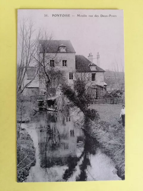 cpa PONTOISE (Val d'Oise) MOULIN Rue des DEUX PONTS La Viosne Lavoir Lavandières