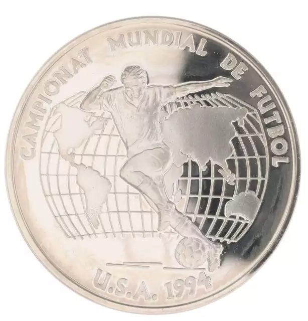 10 Diners Andorra 1993 Silber PP - Fußball WM 1994 - Spieler und Weltkarte