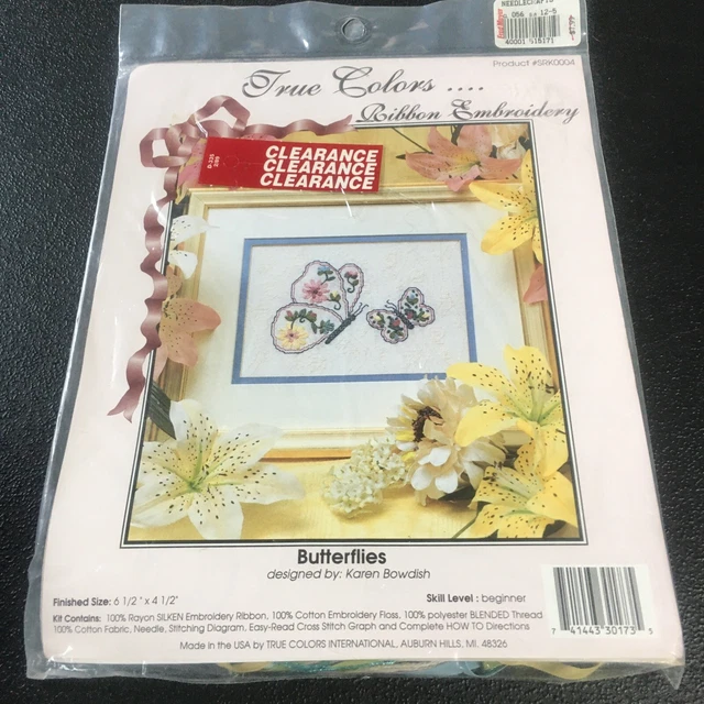 Nuevo kit artesanal de bordado mariposas cinta de color verdadero sellado
