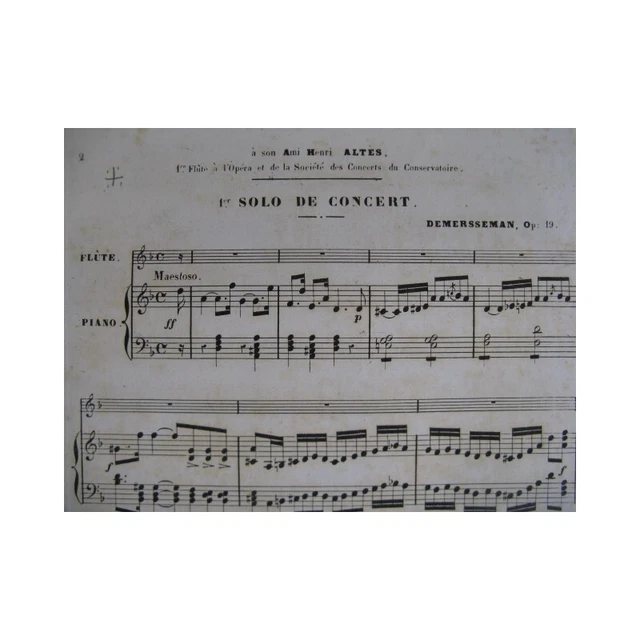 DEMERSSEMAN Jules 1er Solo Flute Piano ca1835