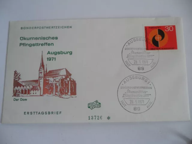 Ersttagsbrief - Ökumenisches Pfingstreffen - Augsburg 1971