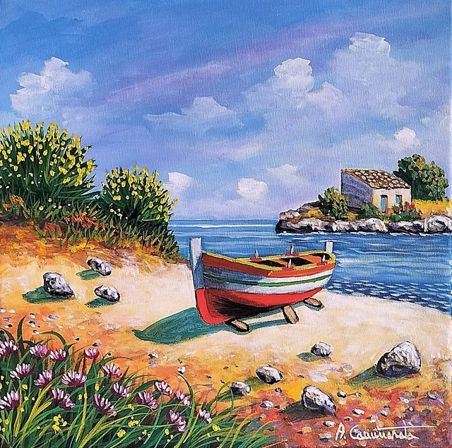 Quadro Angeli Dipinto A Mano Olio Su Tela | 60x90 Cm | N.22 | Già Incorniciato - 2