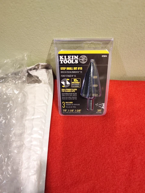 **NEW** Klein Tools KTSB15 Double-Fluted 3/8-Inch 3-Hole Step Drill Bit #15