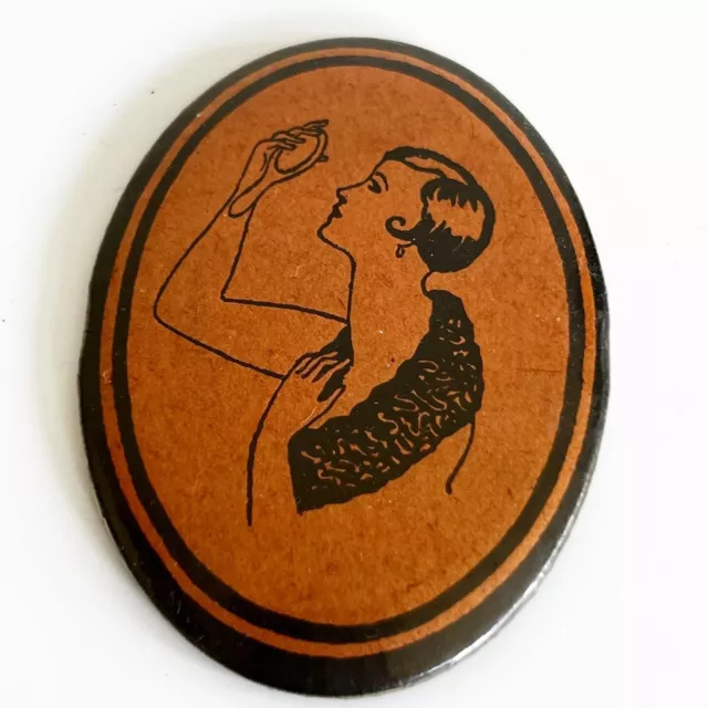 Ancien Miroir de sac Décor Femme 1920 Garçonne Art Deco Erotisme Erotica