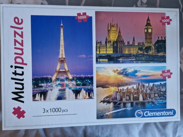 Clementoni 3 X  1000pc jigsaw puzzle Collection New York London Paris