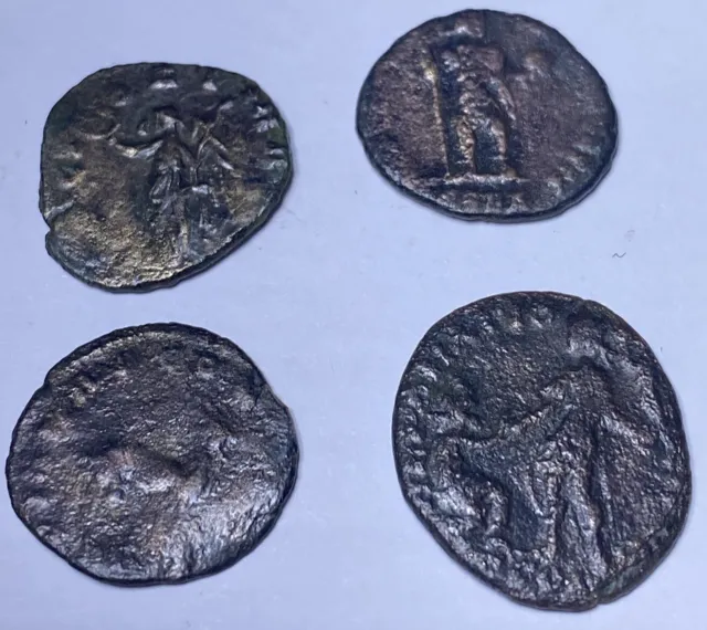 Ancient Coins Lot of 4 Different Roman Emperors From 260-350 AD 1700 Years Old