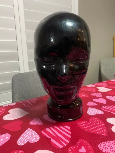 Vintage Black Glass Mannequin Head Display