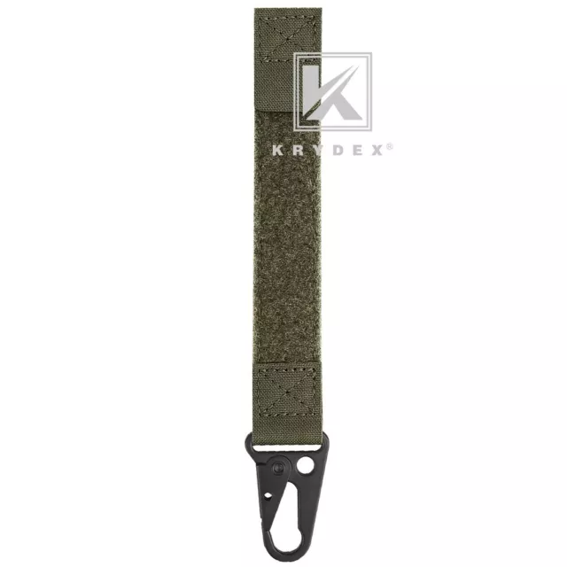 KRYDEX Tactical Hook Strap Clip Keychain Carabiner for MOLLE Belt / Vest Green