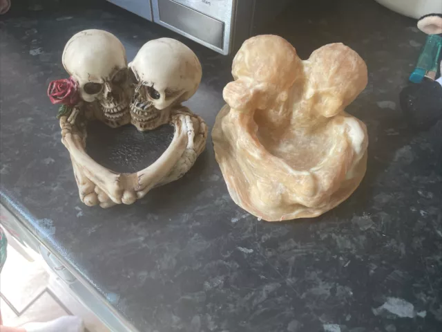 Couple Skulls Trinket Tray Rubber Latex Mould mold Skeleton Rose Gothic Craft