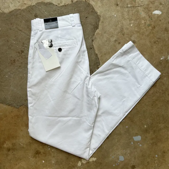 New Brooks Brothers White Clark Fit Cotton Stretch Chino Pants Size 32x32 $98.50