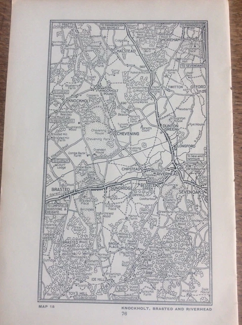 Knockholt Brasted Riverhead Shoreham c1920 Map London South of the Thames 7x4”
