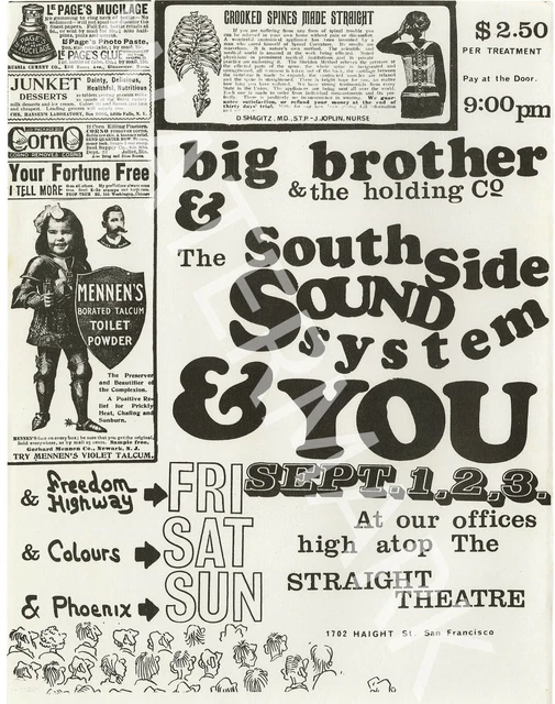 Big Brother Holding Company - Straight Theatre - 1968 Vintage Music Poster