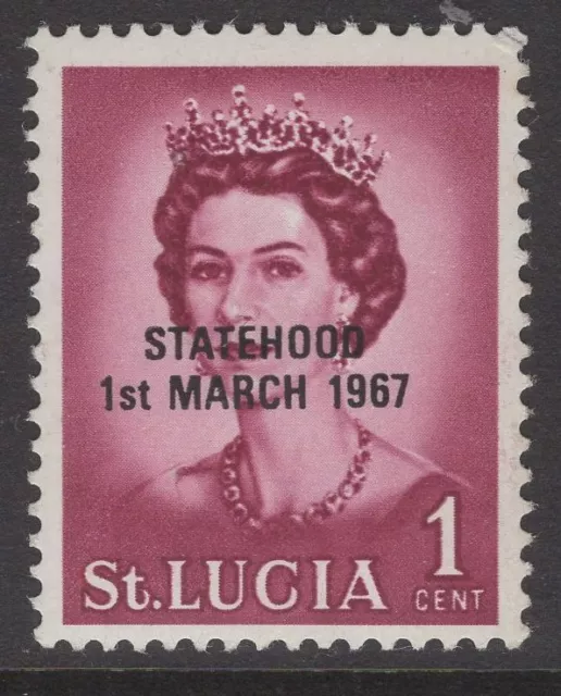 ST.LUCIA 1967 UNISSUED 1c DEFINITIVE OVERPRINTED STATEHOOD IN BLACK MNH