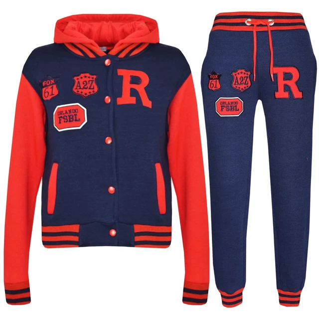 Bambini Ragazzi Baseball R Fox Tuta Navy con Cappuccio Varsity Giacca &