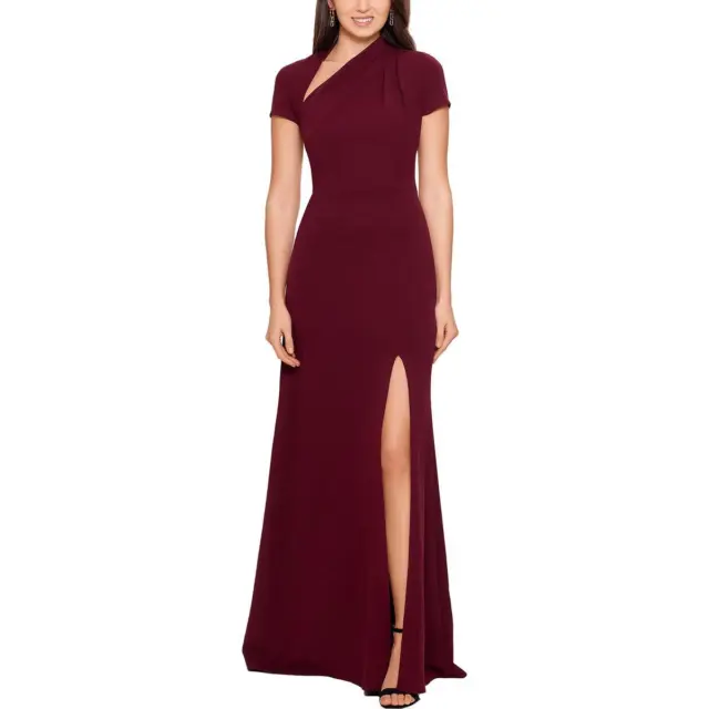 Betsy & Adam Womens Purple Front Slit Maxi Formal Evening Dress Gown 4 BHFO 1963