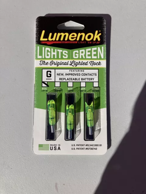 Lumenok Lighted Arrow Nock ECC - Pack of 3 - Green