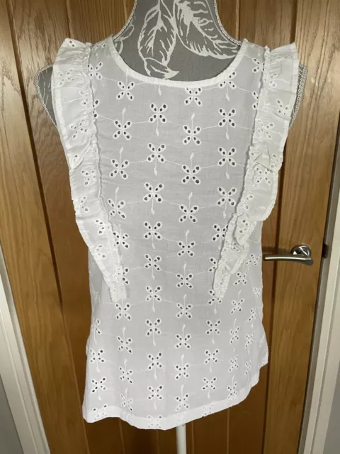 🤍Peacocks White Broderie Sleeveless Blouse Size 10 Bnwt🤍