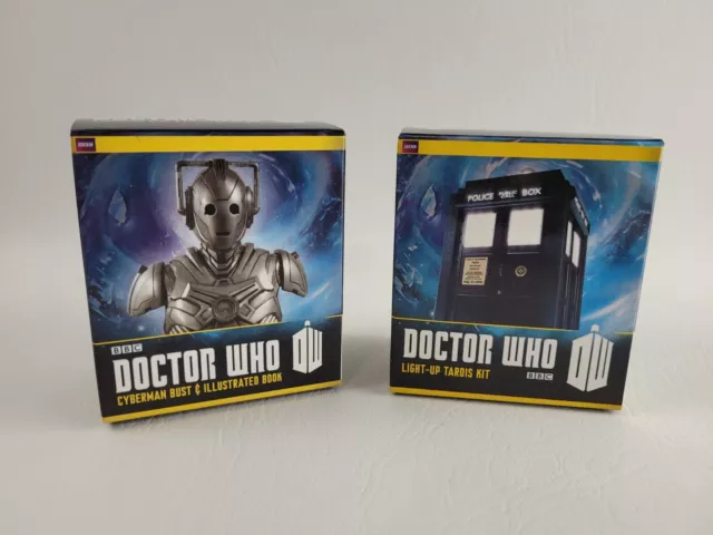 Doctor Who  Miniatures Light Up Tardis Kit Opened & Cyberman Bust & Book Sealed
