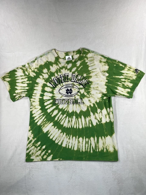 Adidas T-Shirt Men's Large Tie Dye Green Notre Dame Fighting Irish NCAA Football