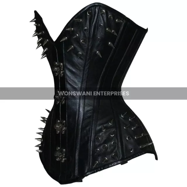 HIGH QUALITY OVERBUST Golden Real Leather Steam punk Spikes Corset with  Clasps $129.99 - PicClick